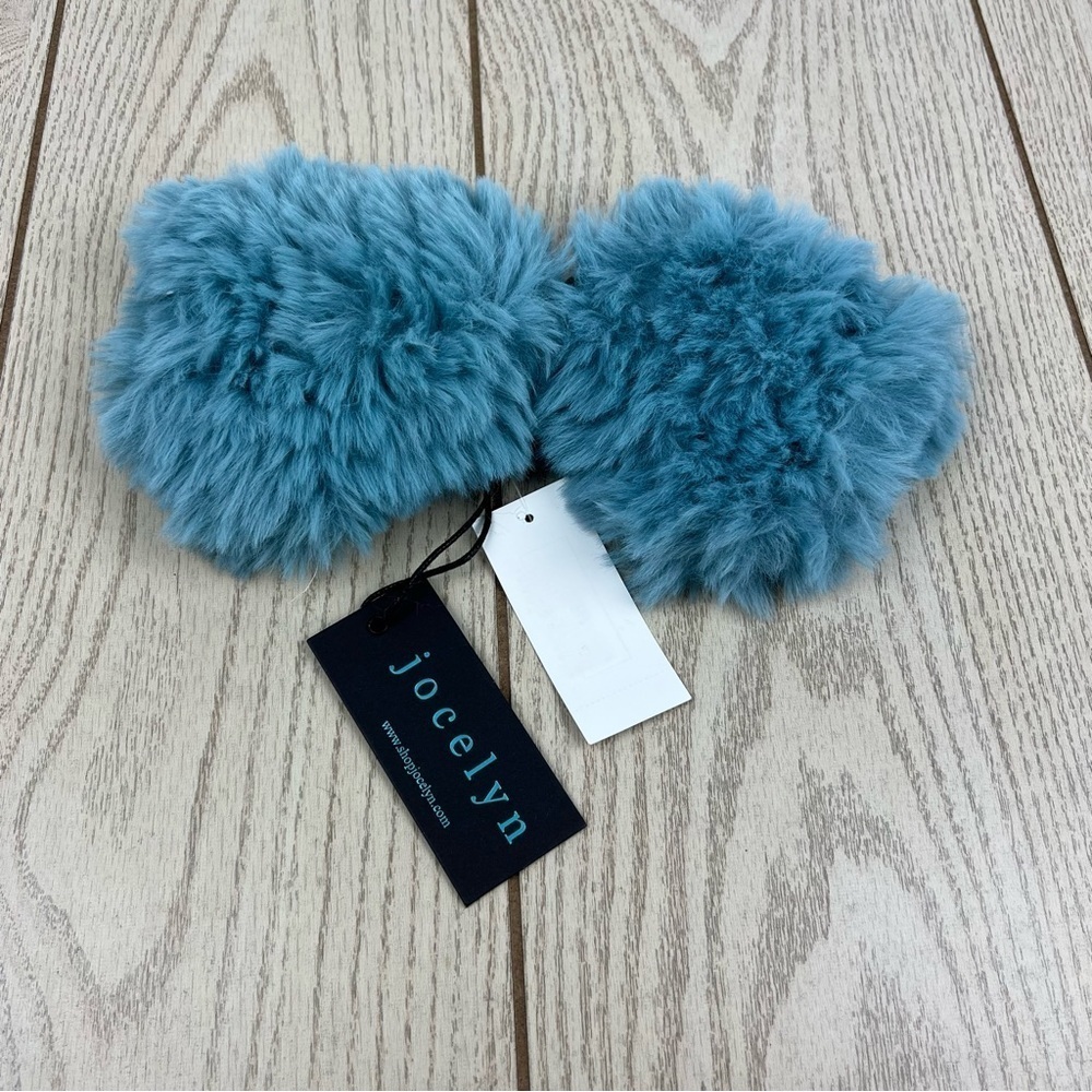 Jocelyn Women's Mandy Faux Fur Fingerless Knit Mittens OS Blue $65